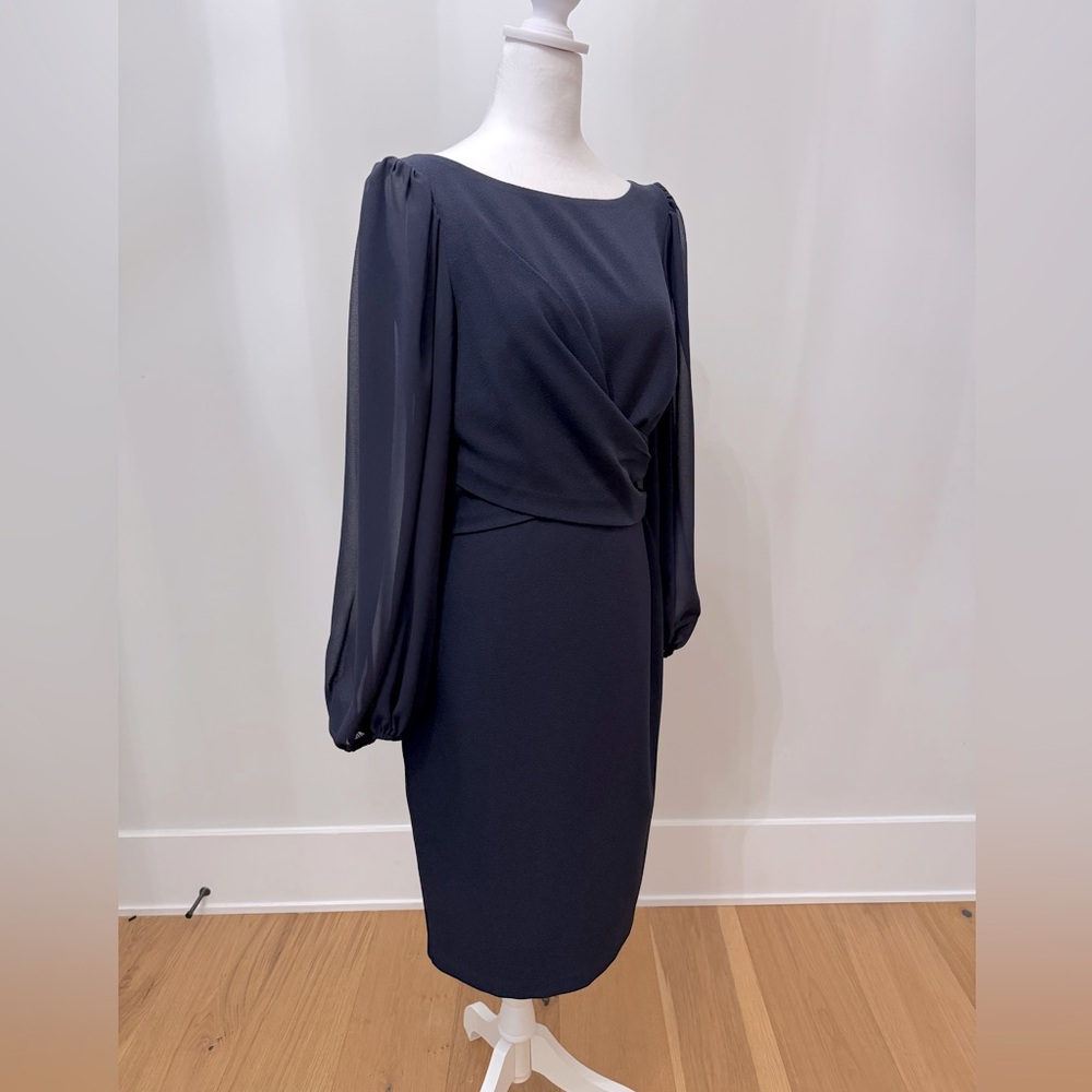 Dark Blue Midi Dress with Long cheer sleeves! Beautiful dress, like new